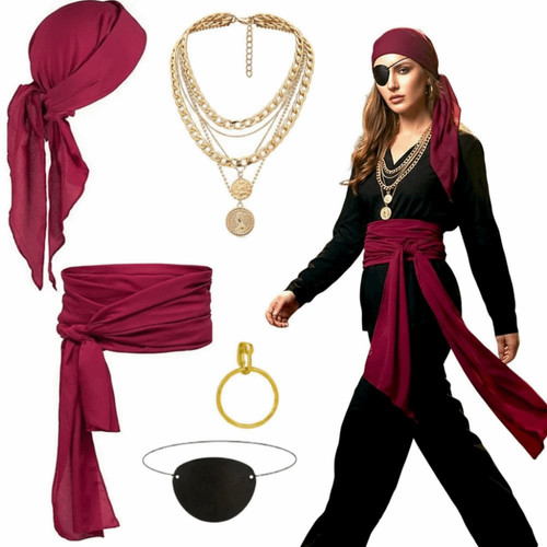 5pcs set pirate costume - 5pcs/set,
